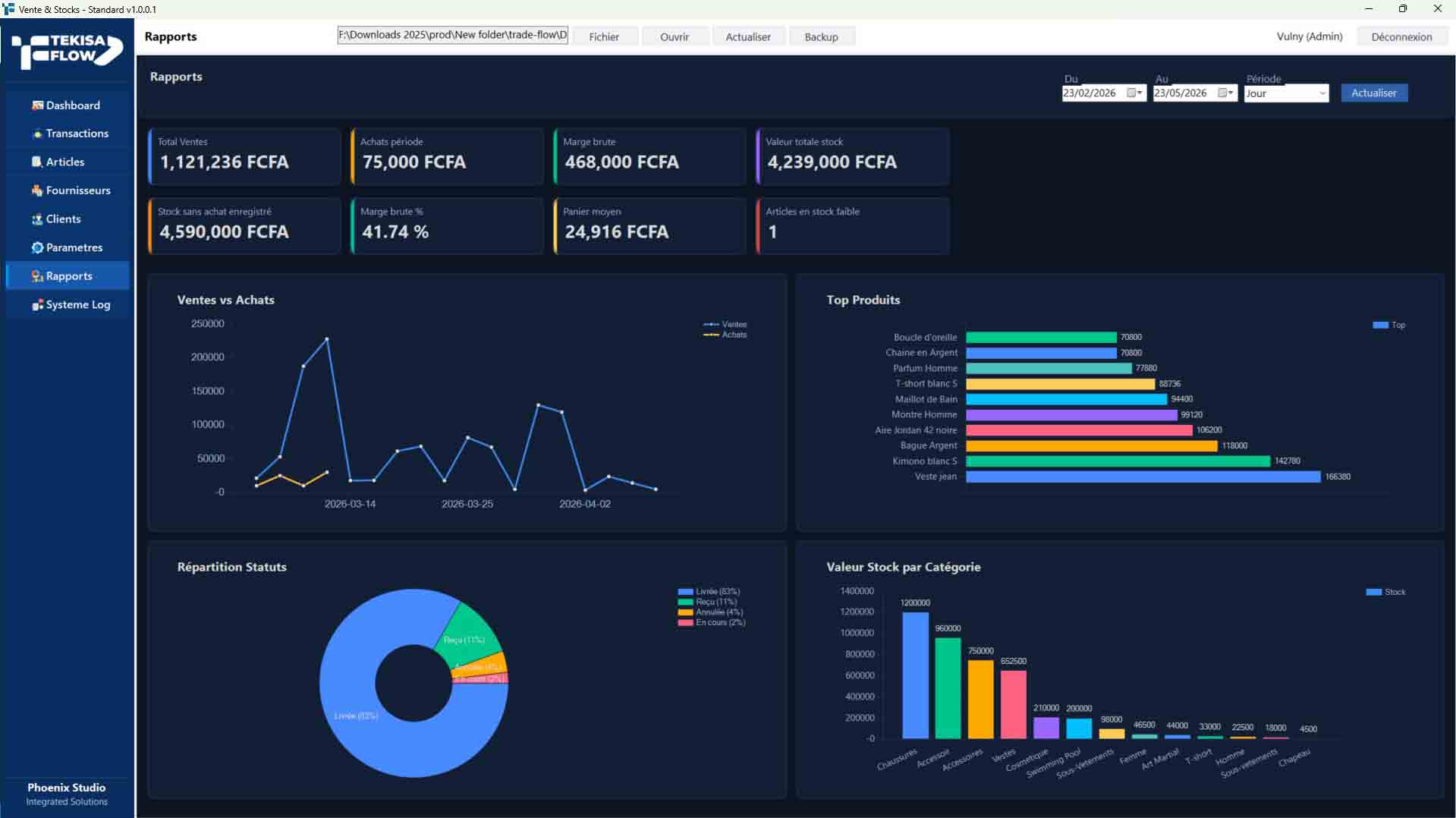 Logiciel de gestion Phoenix Studio